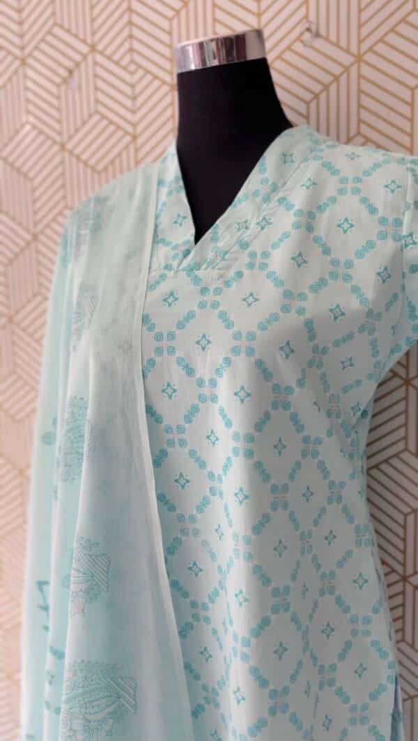 3 Pcs Cotton Side slit kurtis with bottom and Dupatta/2343 - Image 3