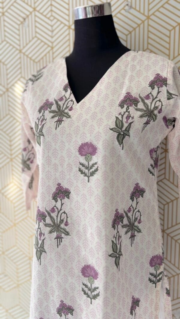 2 Pcs Cotton floral printed Side slitted kurtis with bottom/2345 - Image 4