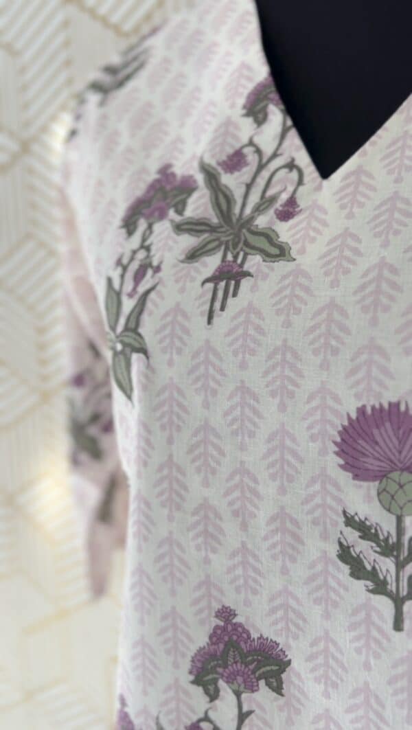 2 Pcs Cotton floral printed Side slitted kurtis with bottom/2345 - Image 5