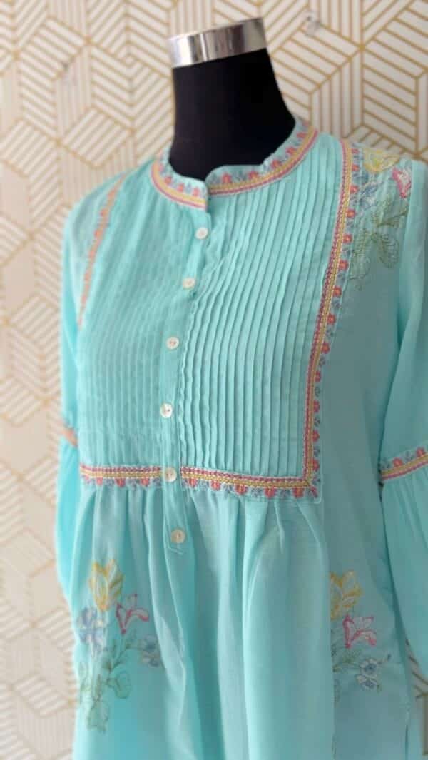 2 Pcs Mul Cotton side slitted Cord set kurtis with bottom/2353 - Image 2
