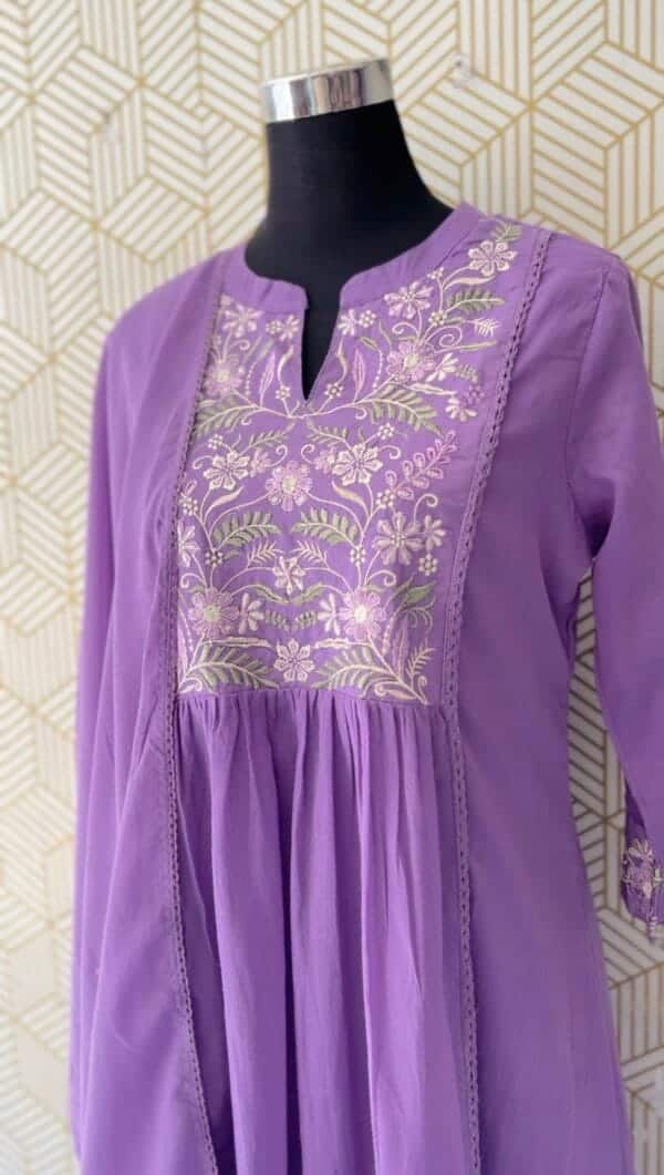 3 Pcs Mul Cotton Aline kurtis with bottom and Dupatta/2359 - Image 7