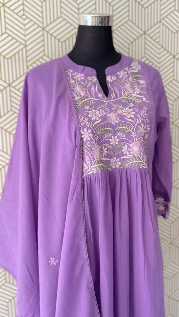 3 Pcs Mul Cotton Aline kurtis with bottom and Dupatta/2359 - Image 6