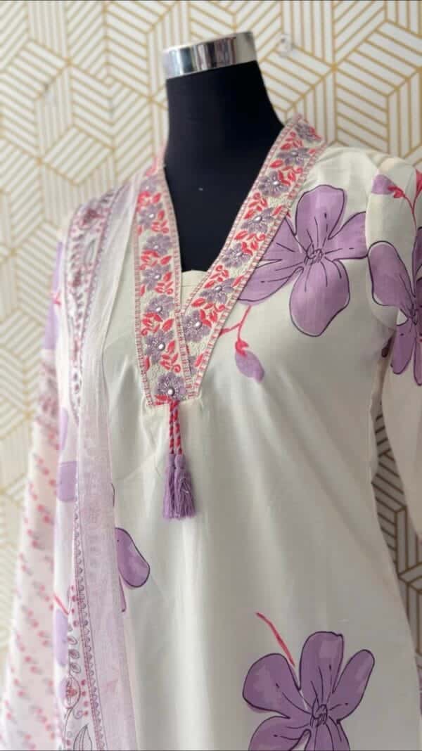 3 Pcs Cotton Side slit kurtis with bottom and Dupatta/2365 - Image 5