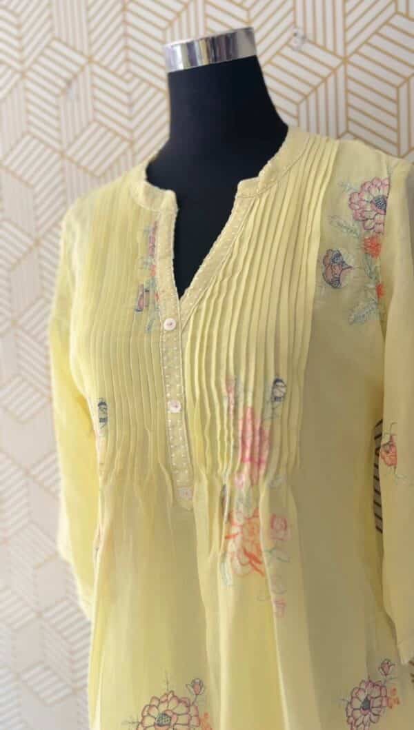 2 Pcs Mul Cotton Aline cord set kurtis with bottom/2366