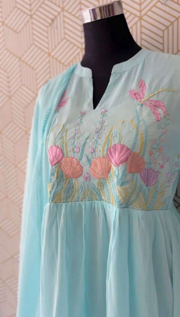 3 Pcs Mul Cotton Aline kurtis with bottom and Dupatta/2341 - Image 13