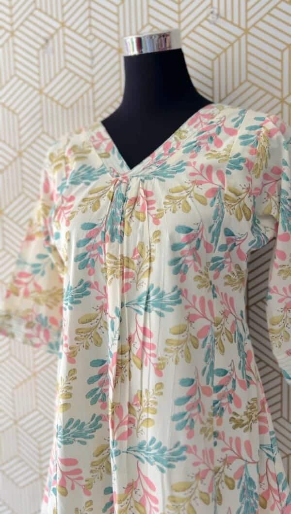 Cotton floral printed Aline Kurtis with frill/2378