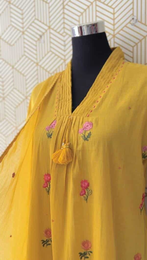 3 Pcs Mul Cotton Aline kurtis with bottom and Dupatta/2381 - Image 21
