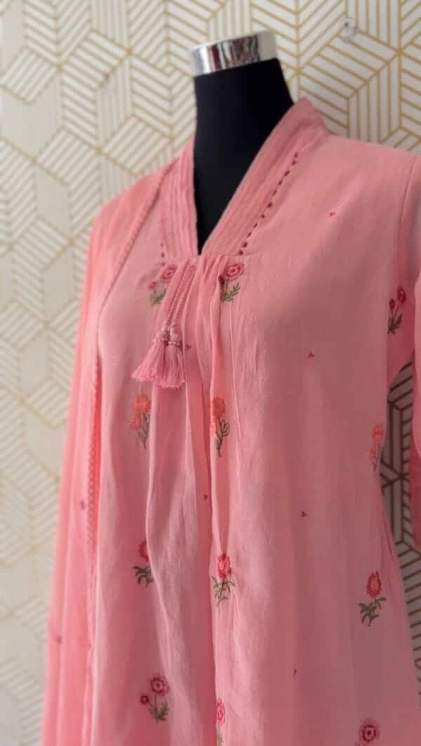 3 Pcs Mul Cotton Aline kurtis with bottom and Dupatta/2381 - Image 3