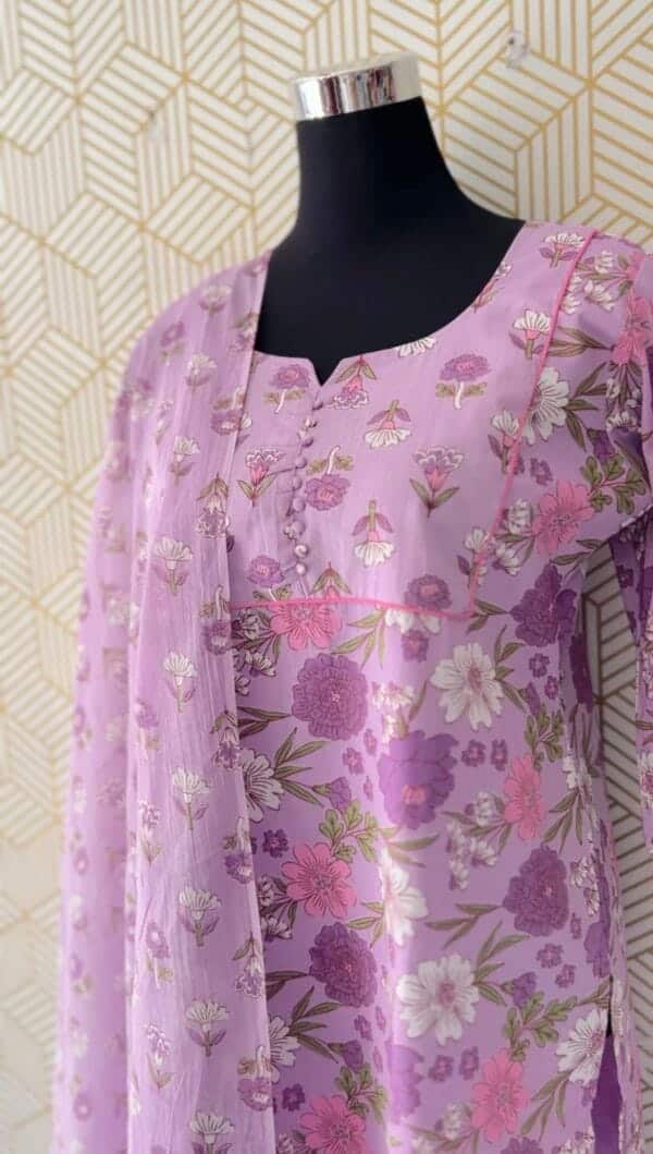 3 Pcs Cotton Side slit kurtis with bottom and Dupatta/2375 - Image 15
