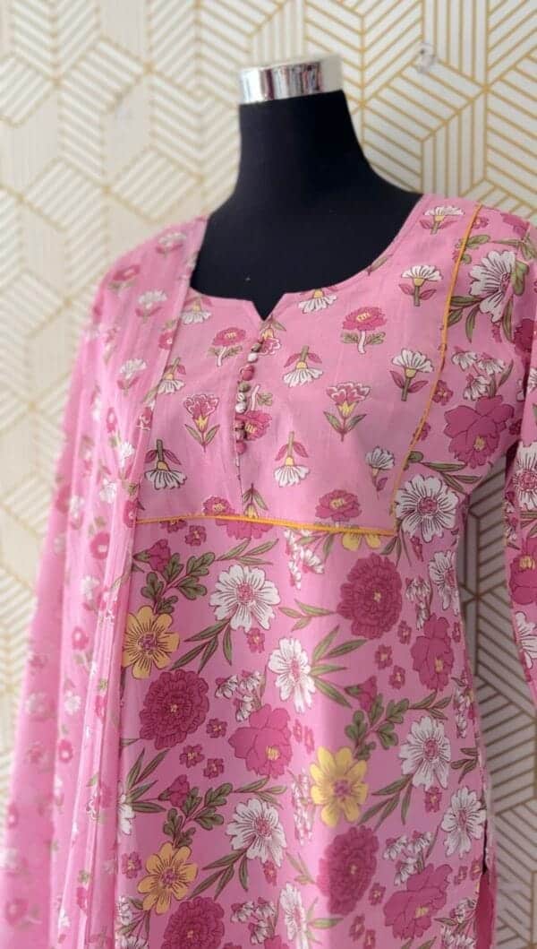 3 Pcs Cotton Side slit kurtis with bottom and Dupatta/2375 - Image 11