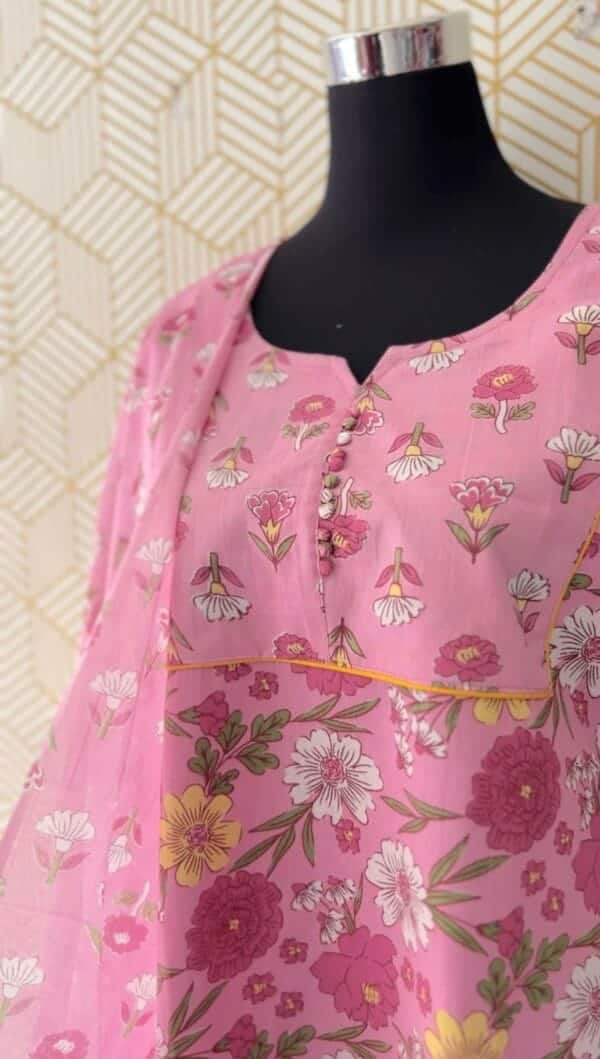 3 Pcs Cotton Side slit kurtis with bottom and Dupatta/2375 - Image 12