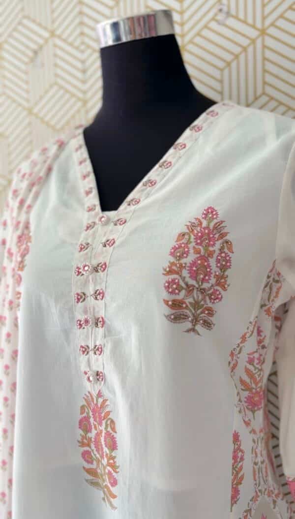 3 Pcs Cotton Side slit kurtis with bottom and Dupatta/2383 - Image 5