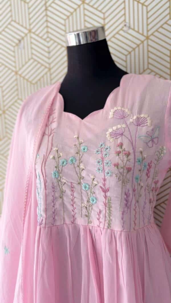 3 Pcs Mul Cotton Aline kurtis with bottom and Dupatta/2380 - Image 10
