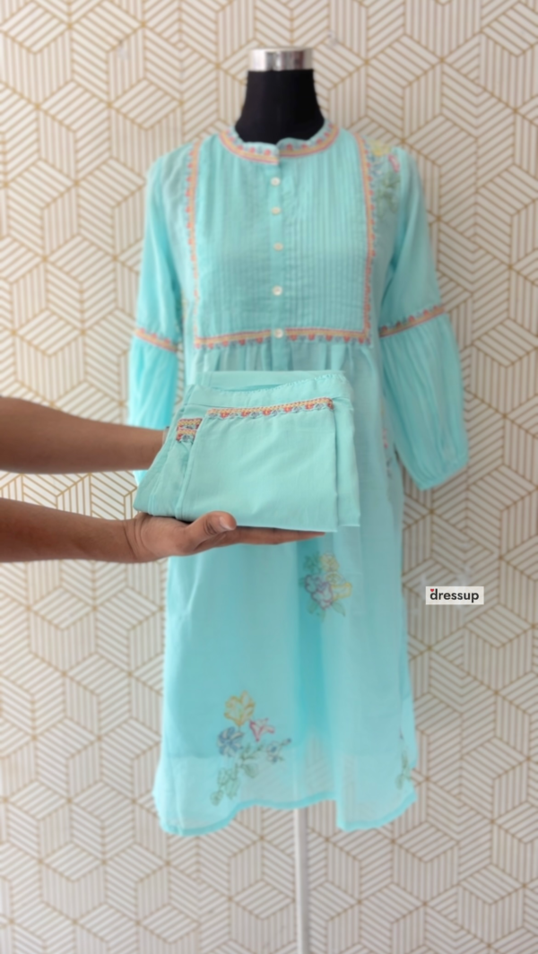 2 Pcs Mul Cotton side slitted Cord set kurtis with bottom/2353 - Image 5