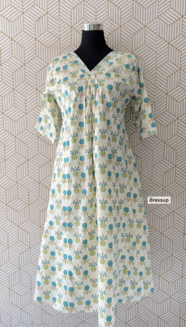 Cotton floral printed Aline Kurtis with frill/2378 - Image 6
