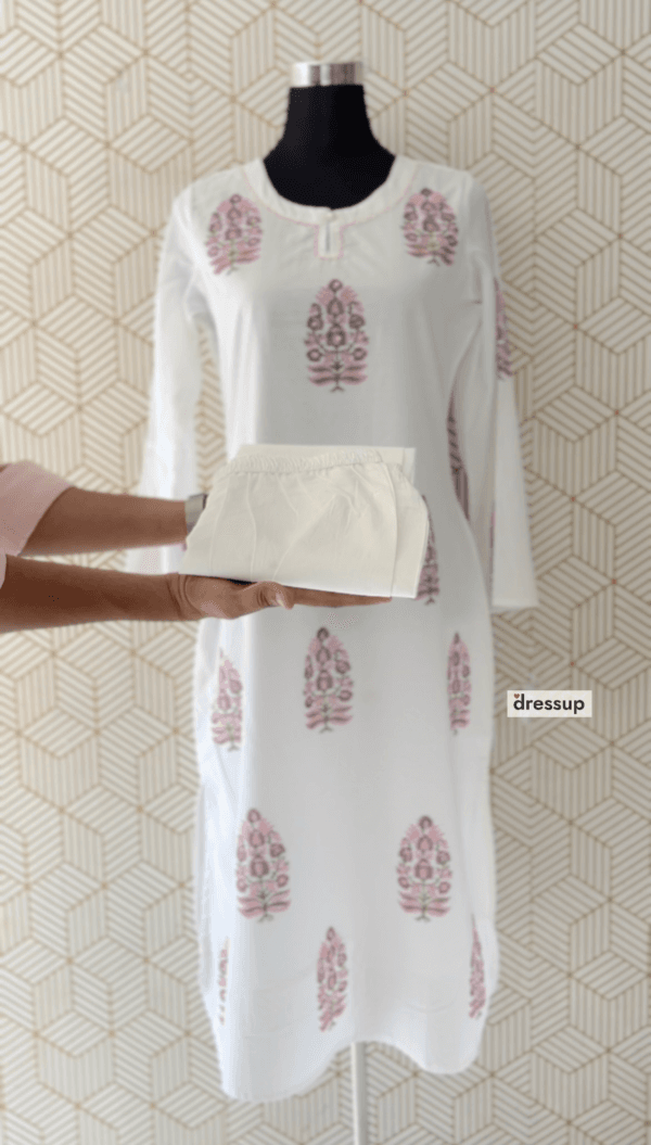 2 Pcs Cotton Jaipur printed kurtis with bottom/2387 - Image 2