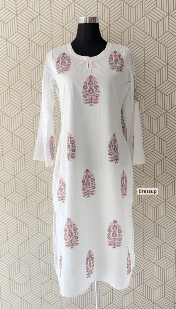 2 Pcs Cotton Jaipur printed kurtis with bottom/2387 - Image 4