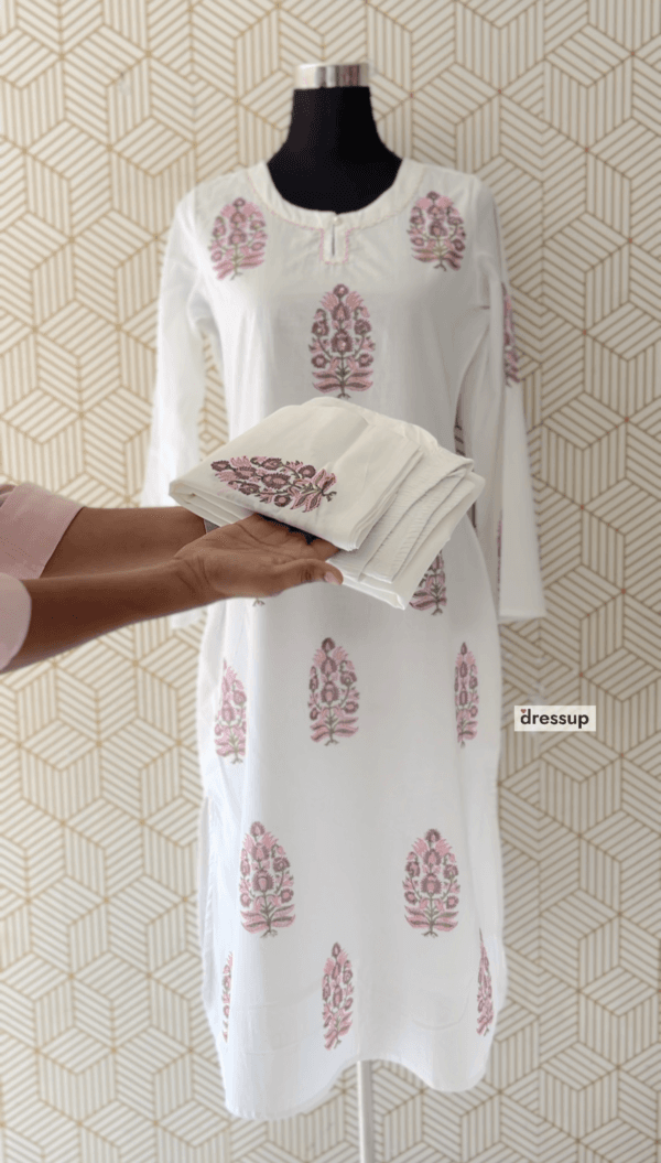 2 Pcs Cotton Jaipur printed kurtis with bottom/2387 - Image 3