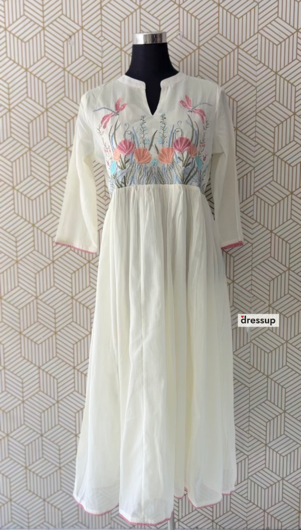 3 Pcs Mul Cotton Aline kurtis with bottom and Dupatta/2341 - Image 3