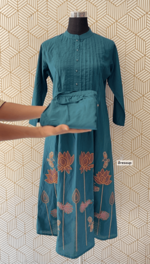 2 Pcs Cord set Cotton Aline kurtis with bottom with beautiful thread works/2357 - Image 4