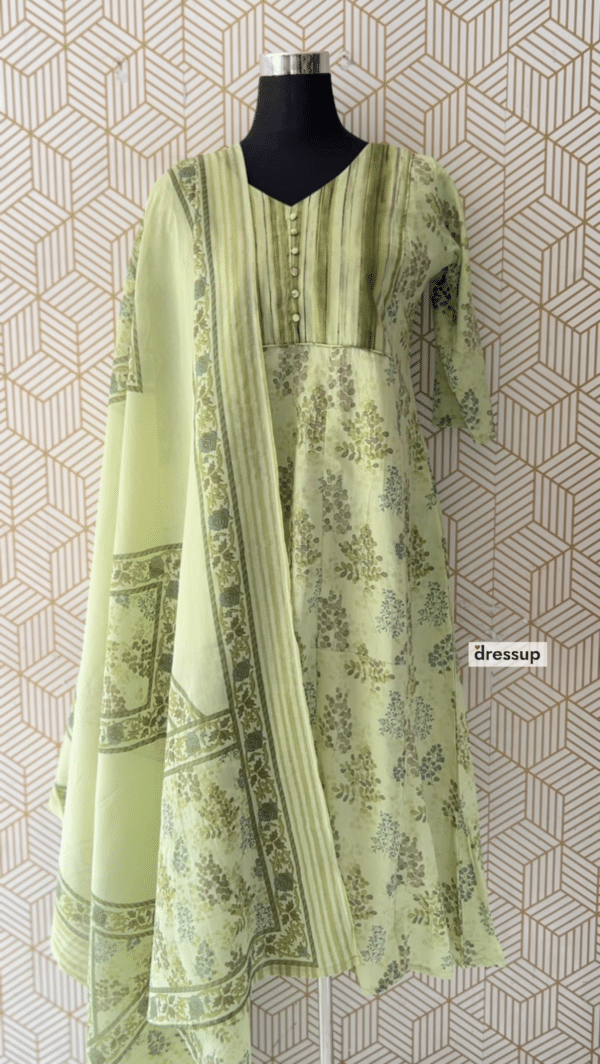 3 Pcs Cotton Aline kurtis with bottom and Dupatta/2346 - Image 8
