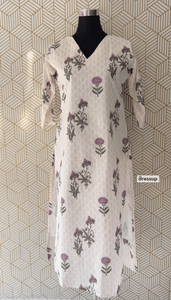 2 Pcs Cotton floral printed Side slitted kurtis with bottom/2345 - Image 6