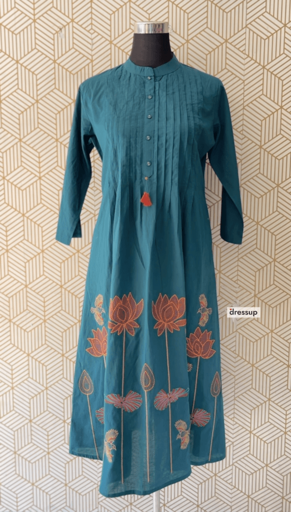 2 Pcs Cord set Cotton Aline kurtis with bottom with beautiful thread works/2357 - Image 5