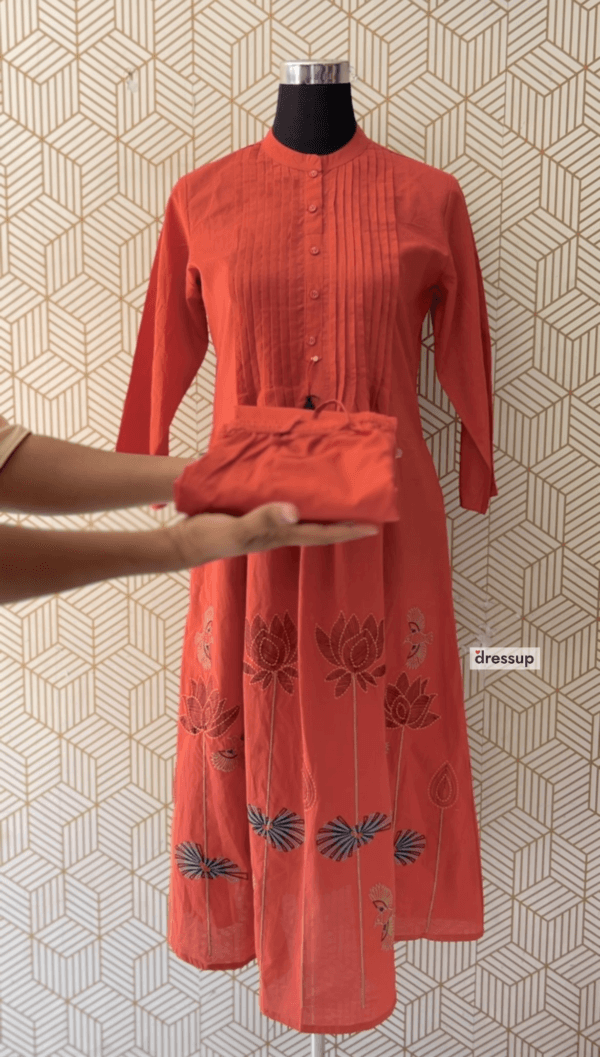 2 Pcs Cord set Cotton Aline kurtis with bottom with beautiful thread works/2357 - Image 7