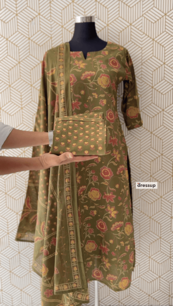 3 Pcs Cotton Side slit kurtis with bottom and Dupatta/2347