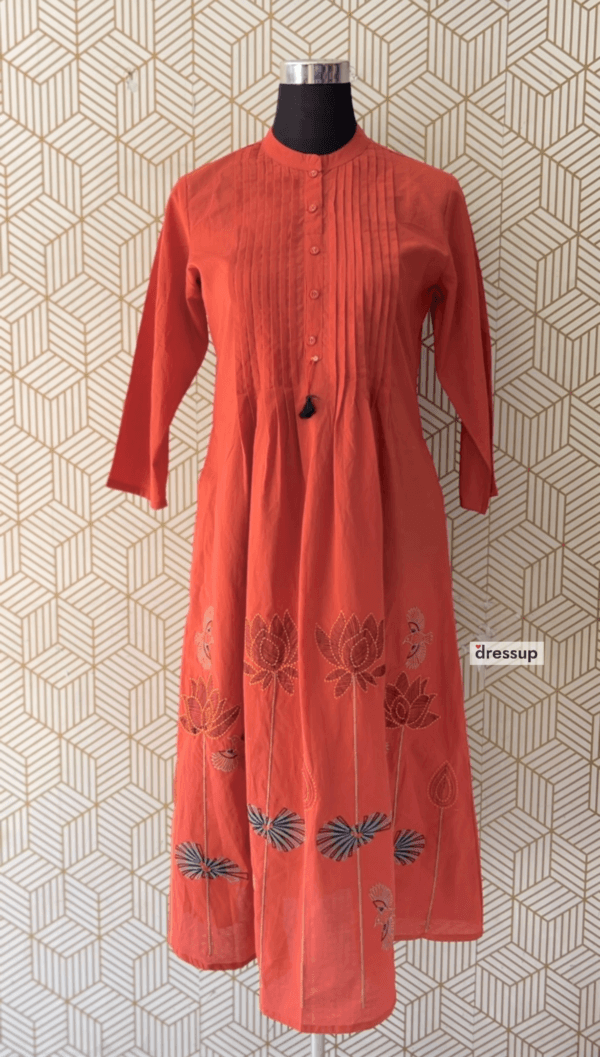 2 Pcs Cord set Cotton Aline kurtis with bottom with beautiful thread works/2357 - Image 8