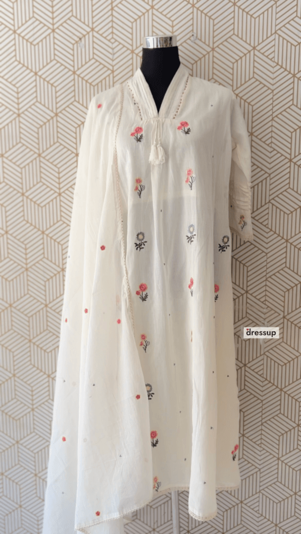 3 Pcs Mul Cotton Aline kurtis with bottom and Dupatta/2381 - Image 9