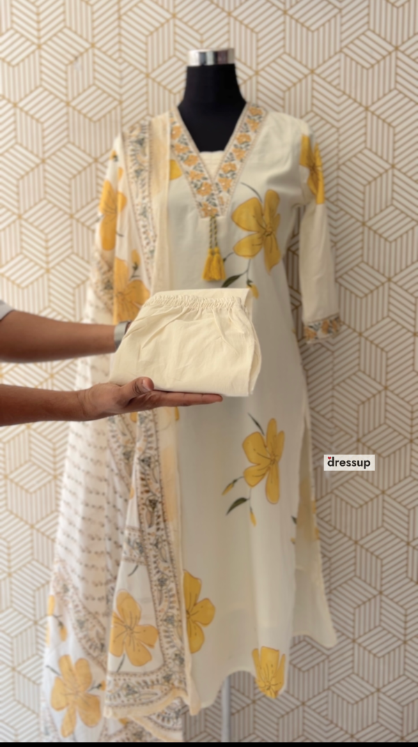 3 Pcs Cotton Side slit kurtis with bottom and Dupatta/2365