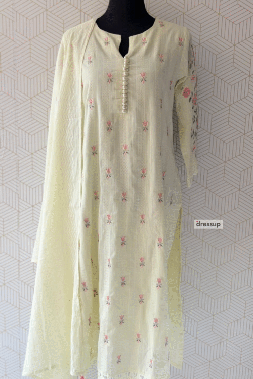 Premium 3 Pcs Cotton side slitted kurtis with bottom and Dupatta/2512