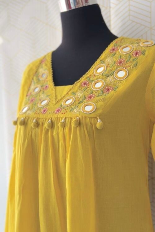 3 Pcs Mul Cotton Aline kurtis with bottom and Dupatta/2720