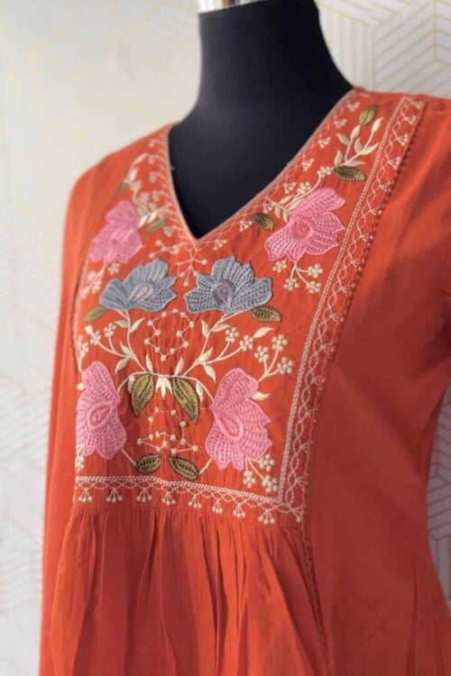 3 Pcs Cotton side slitted kurtis with bottom and Dupatta/2872