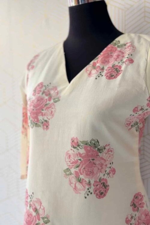 2 Pcs Cotton floral printed side slitted kurtis and bottom/2887