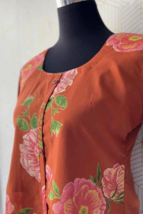 2 Pcs Cotton floral printed Aline kurtis and bottom/2884