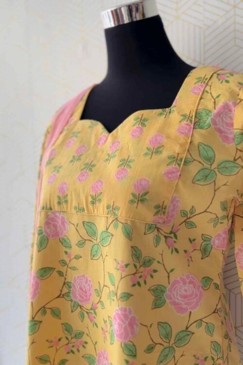 3 Pcs Cotton side slitted kurtis with bottom and Dupatta/2867