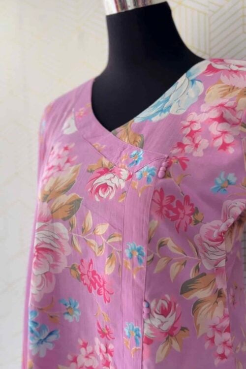 3 Pcs Cotton side slitted kurtis with bottom and Dupatta/2886