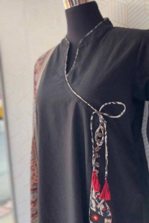 3 Pcs Cotton side slitted kurtis with bottom and Kalamkari Dupatta/2897