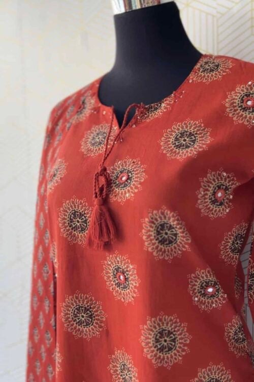 3 Pcs Cotton side slitted kurtis with bottom and Dupatta/2749