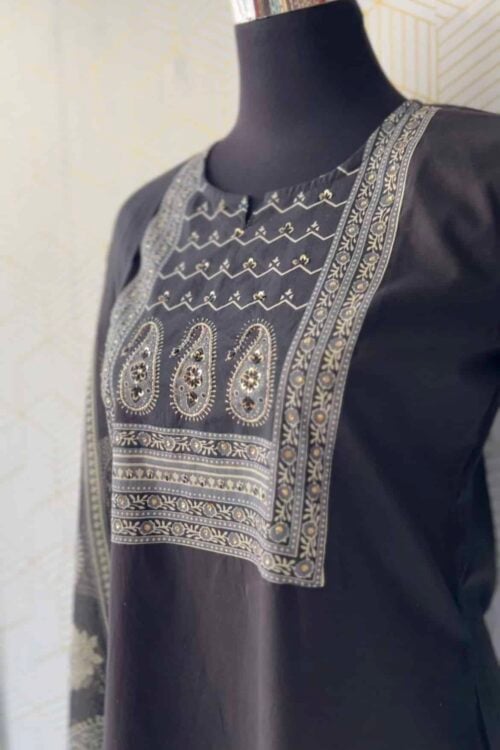 3 Pcs Cotton side slitted kurtis with bottom and Dupatta/2874