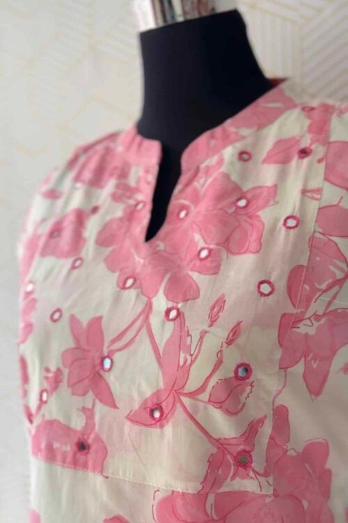 2 Pcs Cotton floral printed side slitted kurtis and bottom/2923