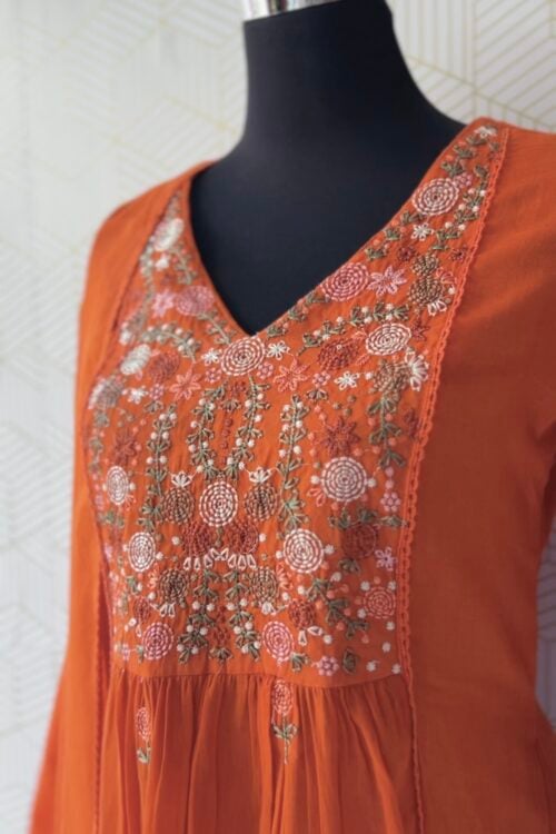 3 Pcs Mul Cotton Aline kurtis with bottom and Dupatta/2542