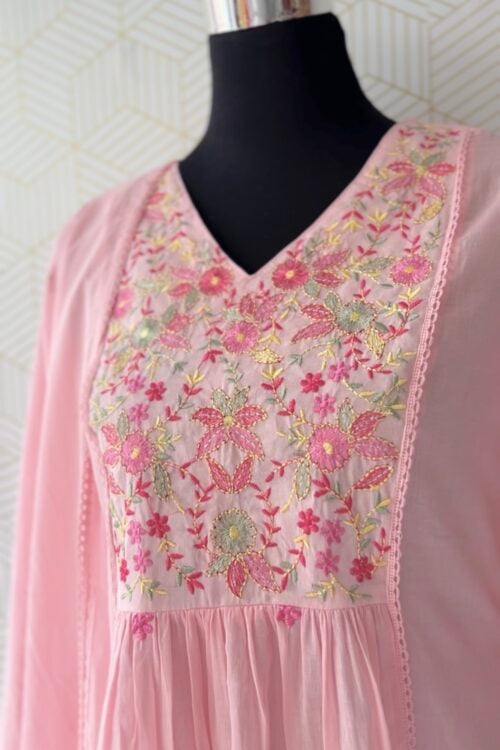 3 Pcs Mul Cotton Aline kurtis with bottom and Dupatta/2384