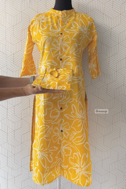 2 Pcs Cotton floral printed side slitted kurtis and bottom/2885