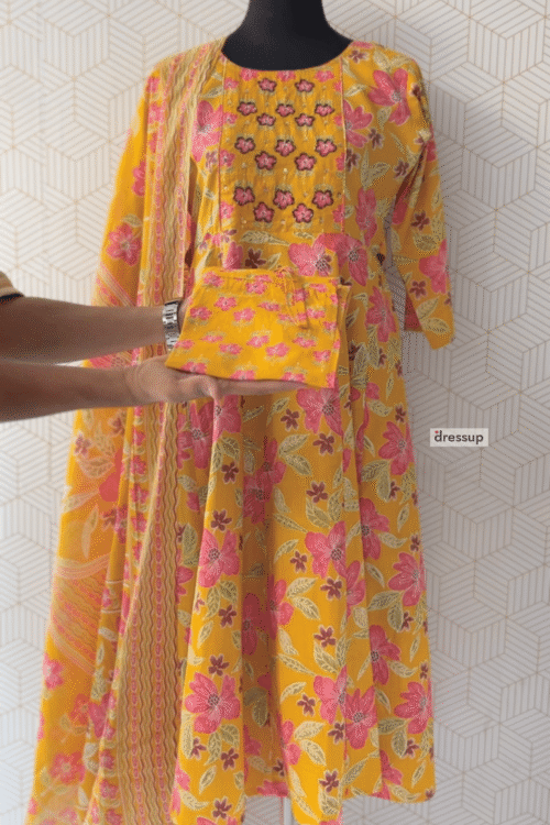 3 Pcs Cotton kurtis with bottom and Dupatta/2936