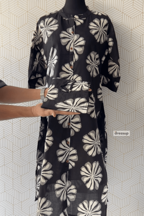 2 Pcs Cotton floral printed side slitted kurtis and bottom/2865