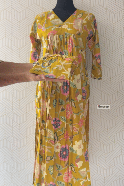 2 Pcs Cotton floral printed side slitted kurtis and bottom/2935