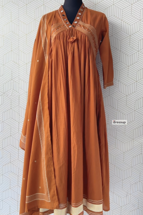3 Pcs Cotton Aline kurtis with bottom and Dupatta/2933